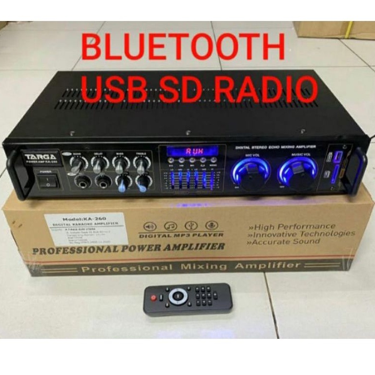 Power Amplifier Targa KA260 Bluetooth Usb SD Radio Equalizer