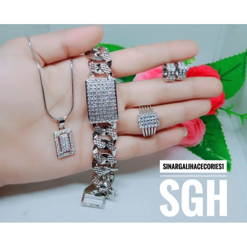 perhiasan xuping mewah satu set putih