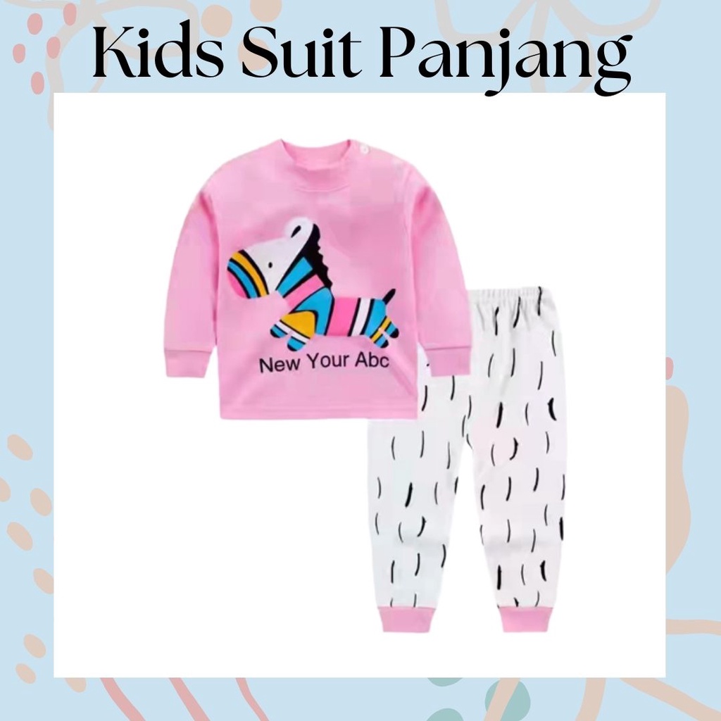 LittleAaron KIDS SUIT PANJANG Setelan Anak Bahan Kaos Lengan + Celana Berkualitas Import cewek cowok NEW1