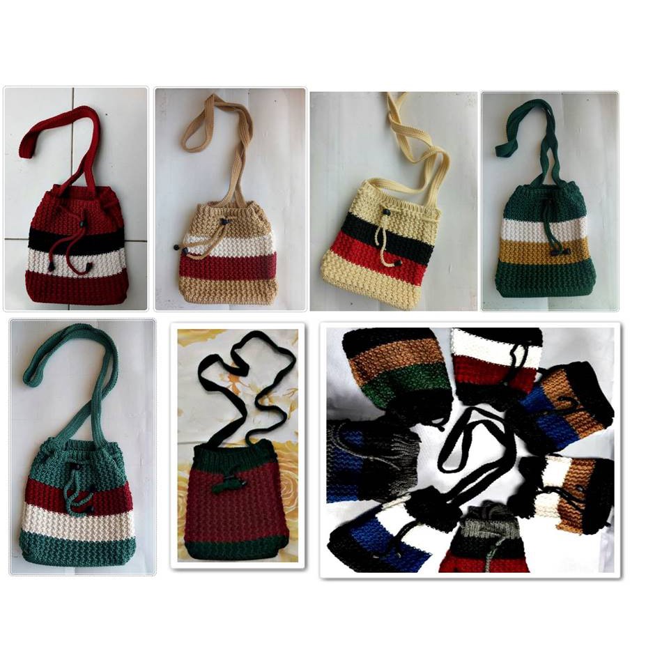 Tas Rajut Lembang Selempang Serut Kecil Variasi Warna