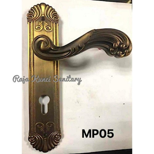 Handle Pintu Plate SES Spain Antique Brass/Ukir/Gagang/Pegangan Pintu