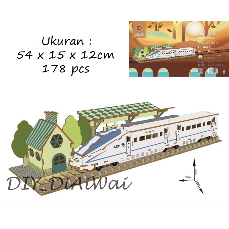 Puzzle kayu mainan / mainan puzzle / mainan edukasi / puzzle 3d - Kereta / train harmony horn