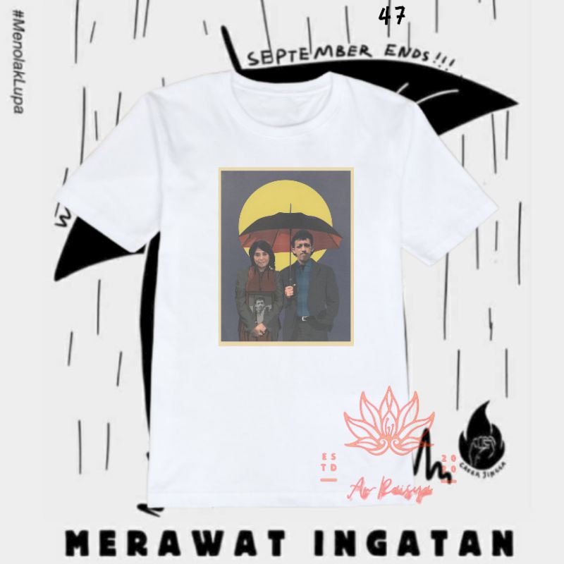 kaos September hitam/T-shirt September hitam/Kaos Munir/T-shirt Munir/kaos menolak lupa/T-shirt meno