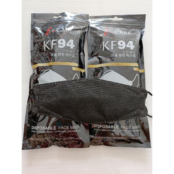 masker kf94 dewasa 5ply limited edition HITAM PUTIH EMBOSS ICARE bahan tebal( kf94 harga 20pc)