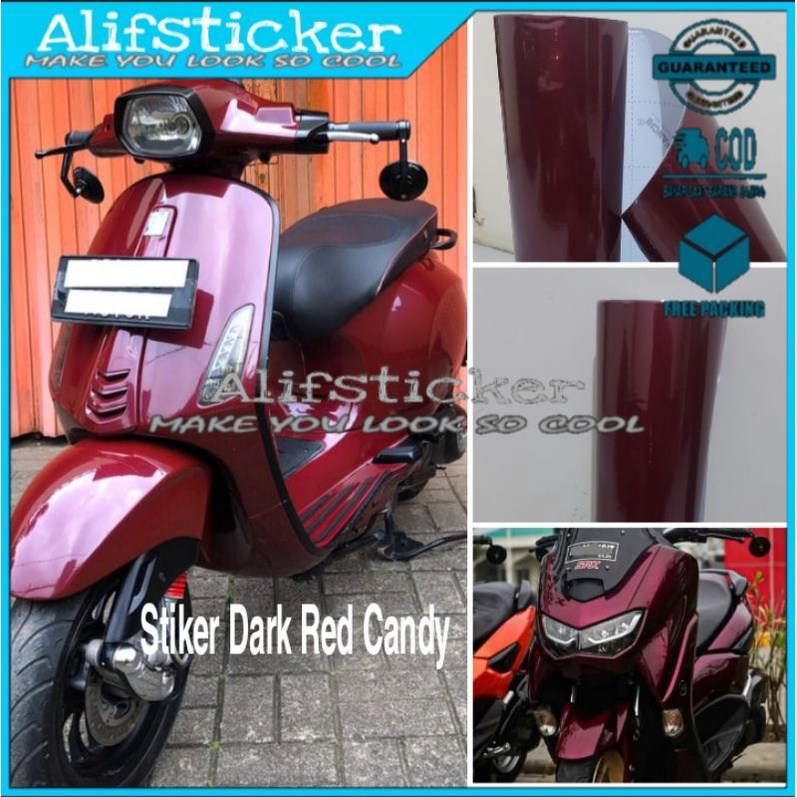 Stiker Skotlet Dark Red Candy Metalik Sticker Merah Maroon