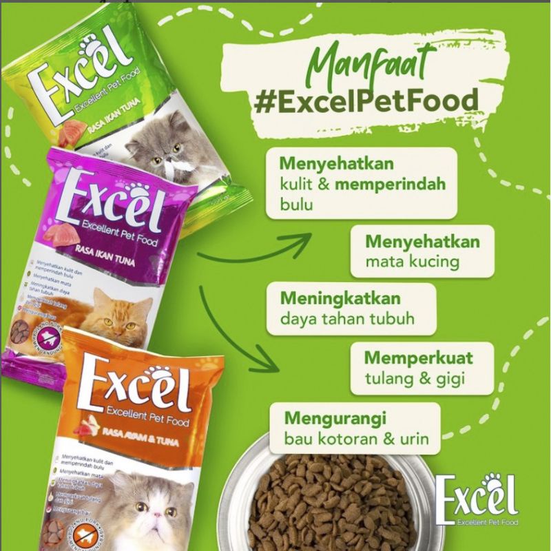 Makanan Kucing Excel Dry Food Excellent Pet Food 500gr 3 Macam Rasa Murah