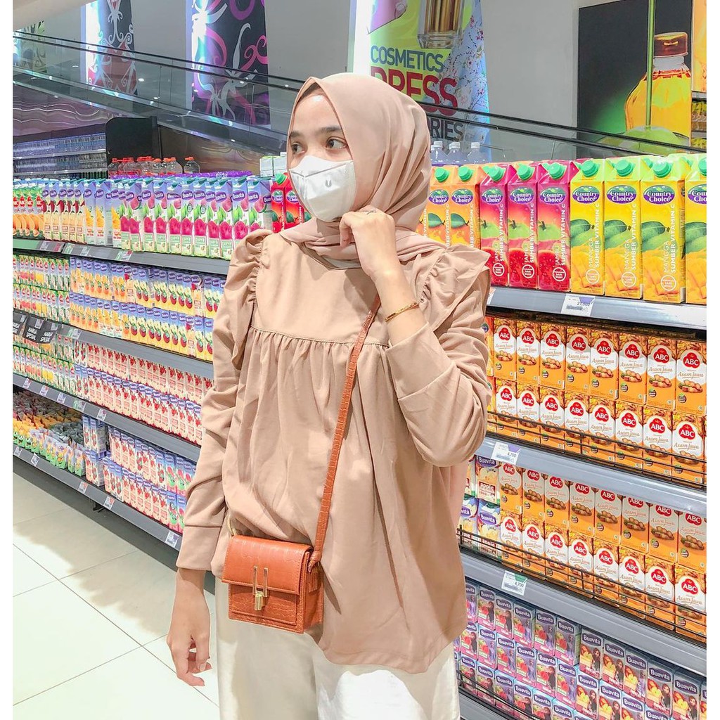 Tyra Ruffle Blouse - Kemeja Blus Rempel Wafel Velvet