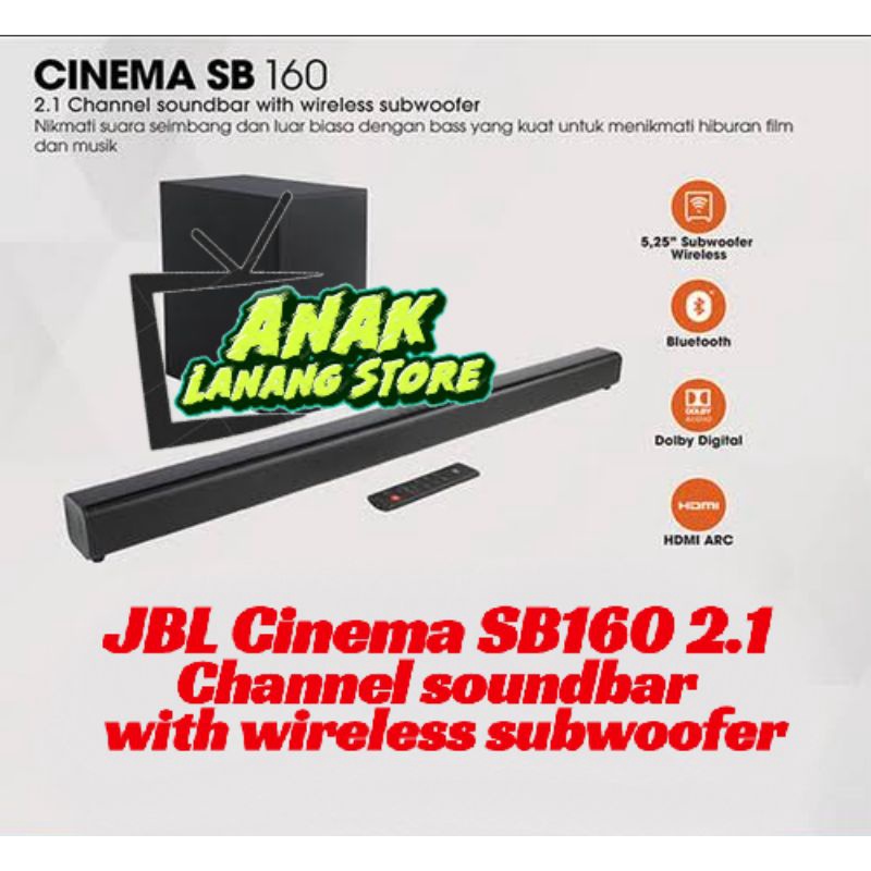 JBL Cinema SB160 2.1 Channel soundbar with wireless subwoofer