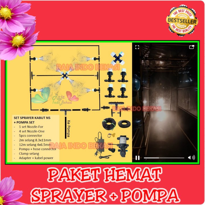 P5 + Paket Nozzle Pompa Kabut Sprayer Kabut Fogger Bilik Disinfektan Mist Kabut Sterilisasi Nozel