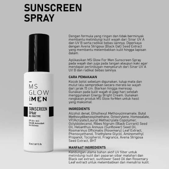 [Per Pc] MSGLOW for Men Sunscreen Spray Original BPOM