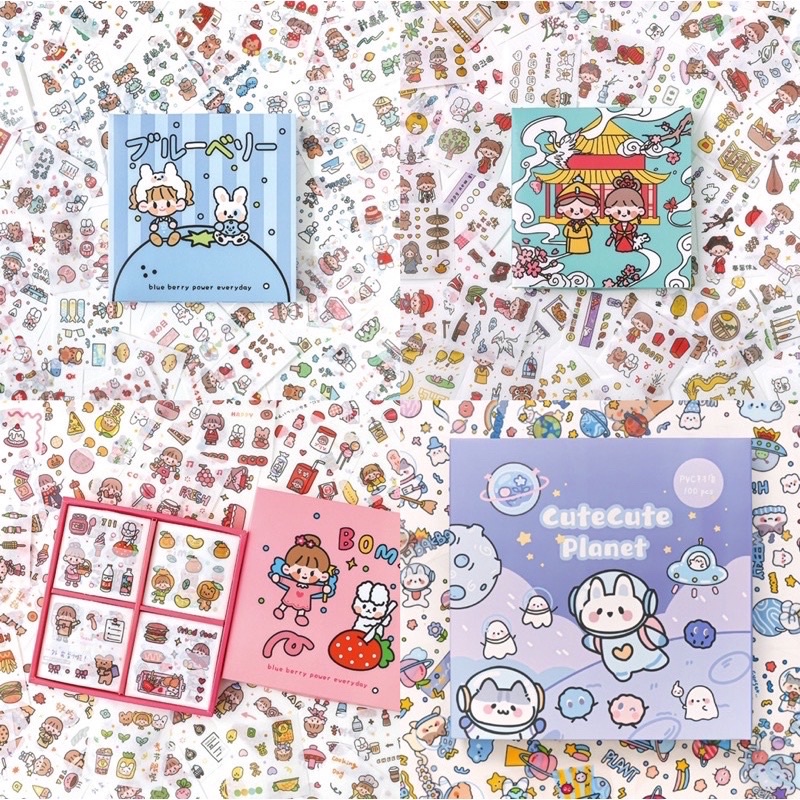 sticker aesthetic - diy project sticker set box multi surface cute stickers korea style stickers tempelan diy