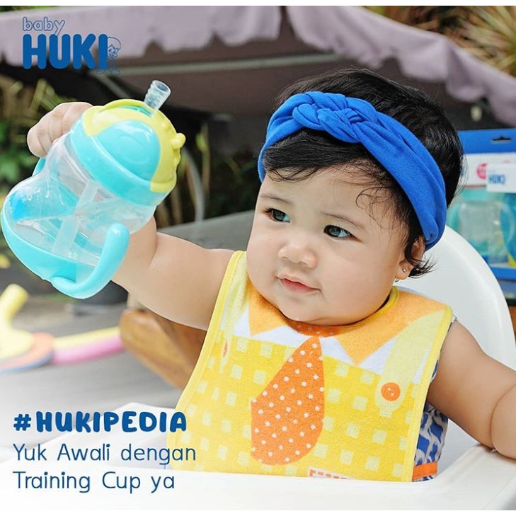 Training CUP BABY HUKI Gelas bayi untuk belajar minum seandiri with Straw Sedotan Silikon yang Lembut belajar gagang pegangan baby weaning glass