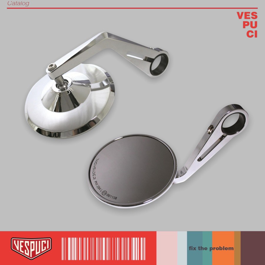 Bar end Spion Jalu Highsider Montana Chrome Vespa Matic Matik Metik Sprint Primavera LX LXV S Gts Pi