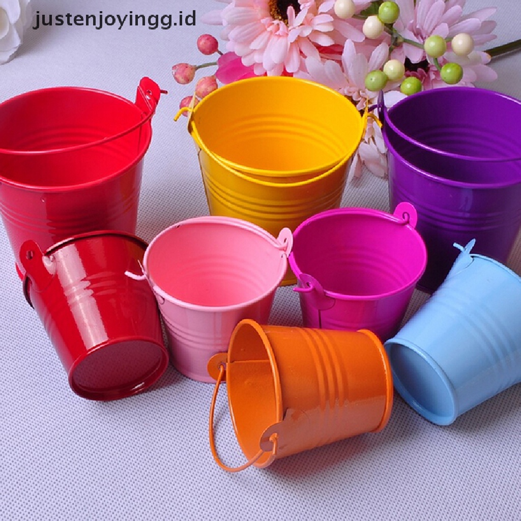 // justenjoyingg.id // Mini Metal Colorful Bucket Candy Keg Pails Wedding Party Favors Decoration DIY ~