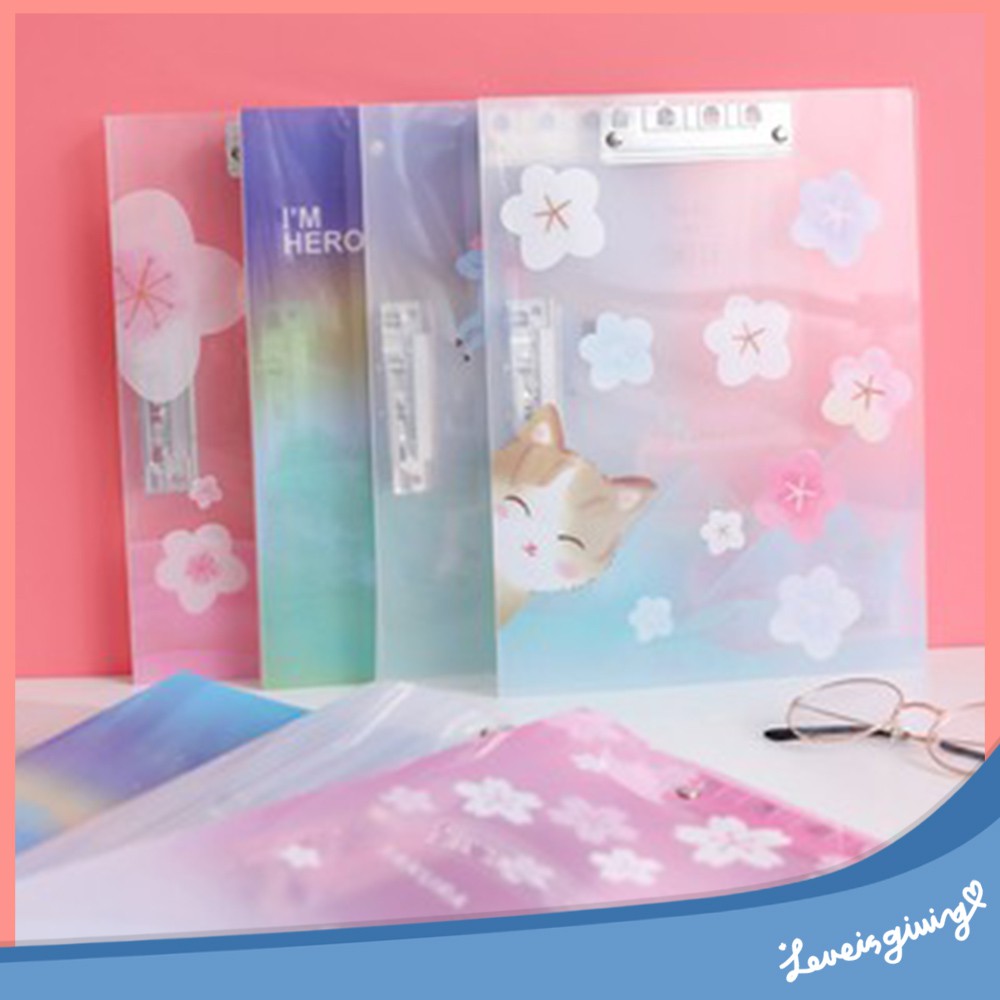 Map Folder Gaya Korea Bahan Plastik Transparan Dengan Klip