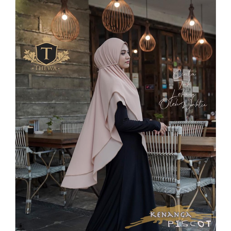 TERPOPULER THEWA - Hijab Khimar Kenanga Piscot Lancip 2 Kerudung Layer Ceruty