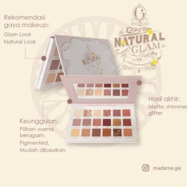 Natural glam eyeshadow palettes madam gie