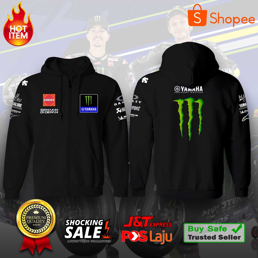 ⭐️⭐️⭐️⭐️⭐️JAKET LOGO MIX Hoodies MotoGP Yamaha MonsterEnergy-Black XS-2XL / LOGO PRINT SABLON PREMIU