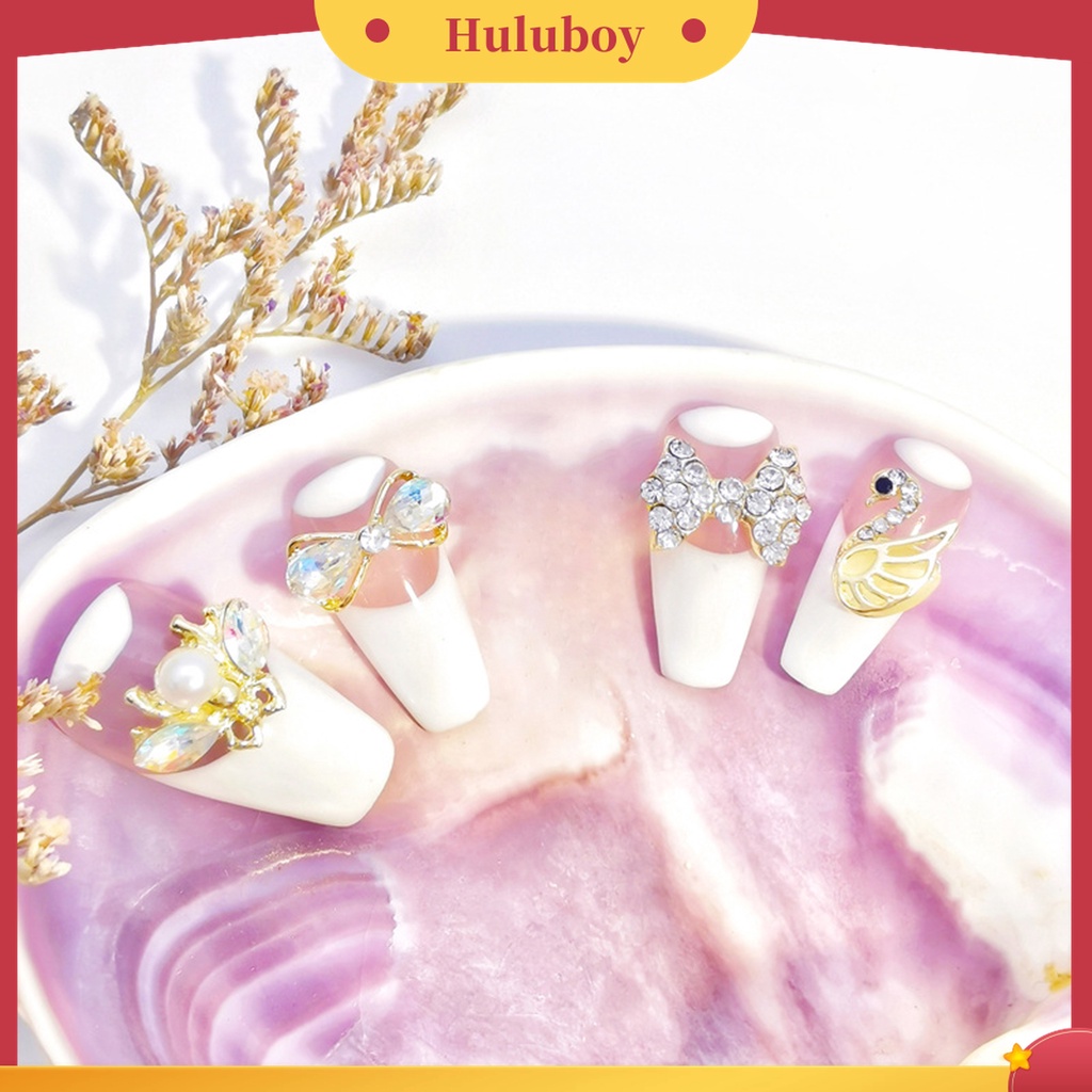 Huluboy Huluboy♡ 10pcs / Pak Pita Alloy Aksen Berlian Imitasi Untuk Dekorasi Nail Art / Manicure