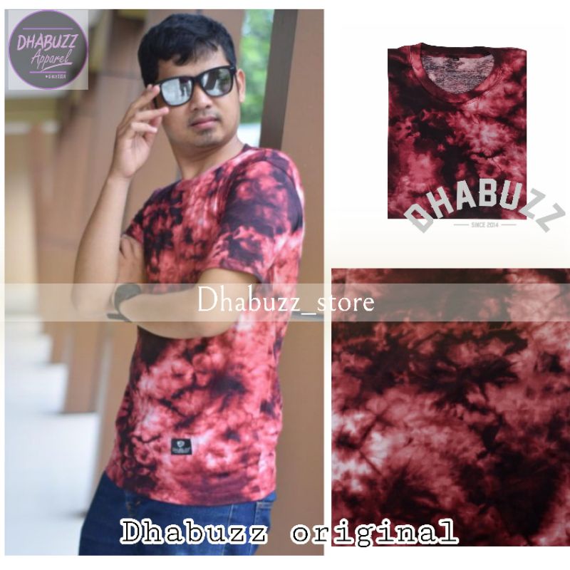 Dhabuzz kaos motif t-shirt tie dye red blood cotton combad