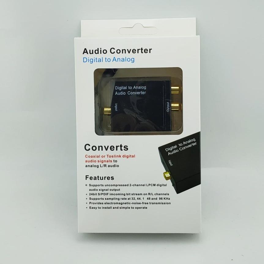 ♥ PAKET Converter Optik Audio to RCA + Kabel Optic Toslink dan Kabel RCA 3 to 3 untuk TV Ke Speaker 