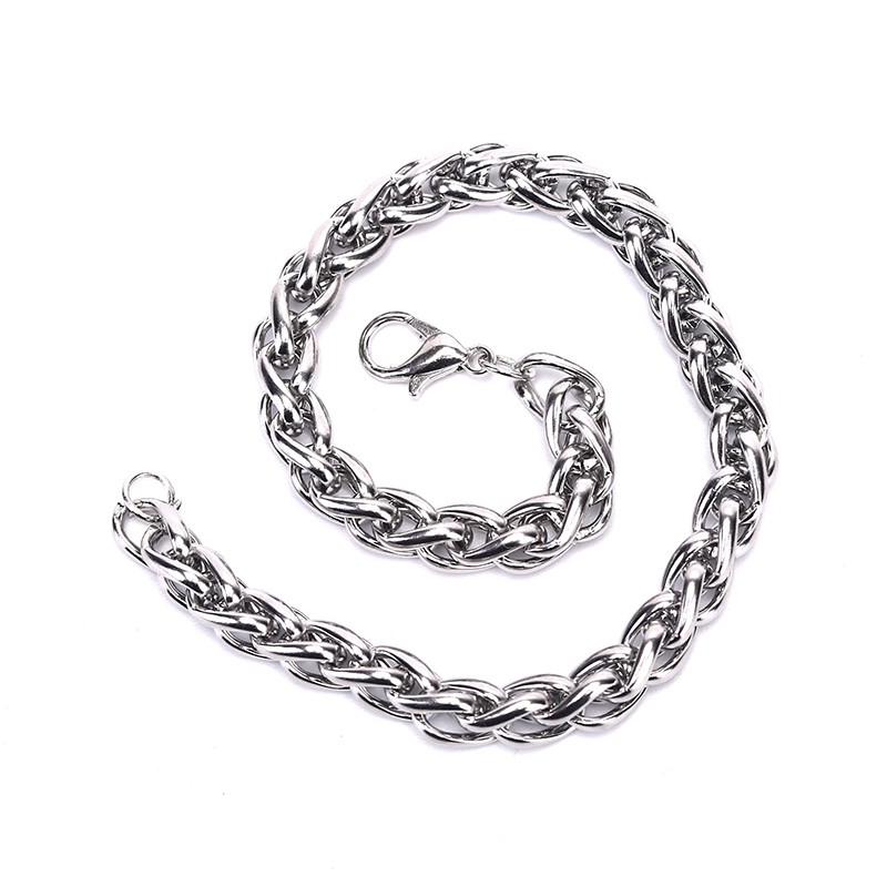 Hbid Gelang Tangan Rantai Stainless Steel Warna Silver Gaya Punk Untuk Pria