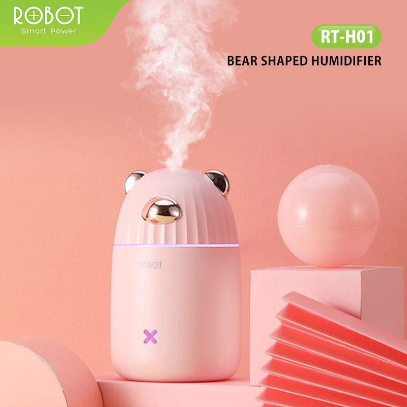 ROBOT RT-H01 Humidifier Diffuser Little Cool Bear Colorful Gradient Light USB 350ML - Garansi 1 Thn