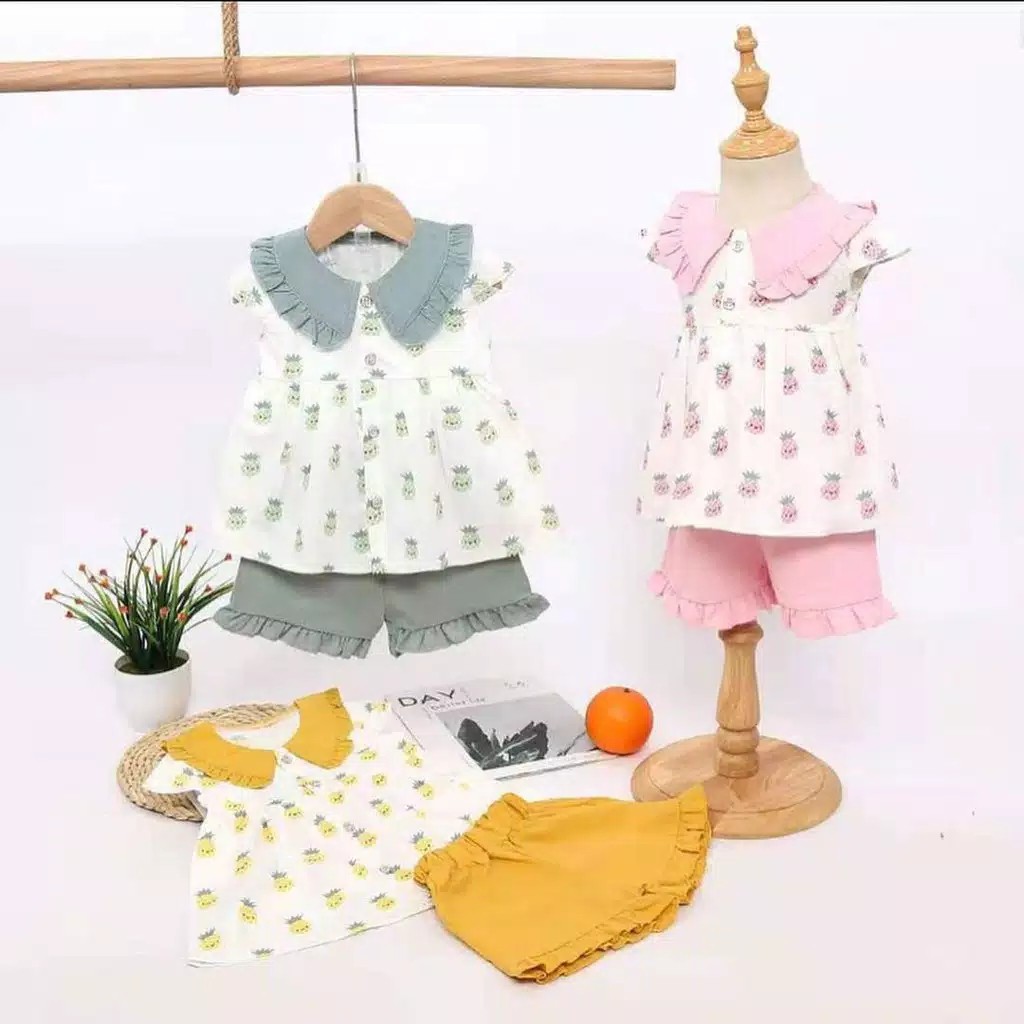 BAJU ANAK PEREMPUAN BAJU ANAK IMPORT NANAS SET