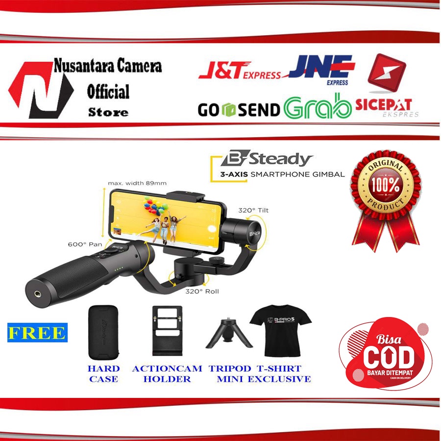 Gimbal Stabilizer Brica B-Steady Bsteady PRO 3 Axis HP + kaos+ tripod