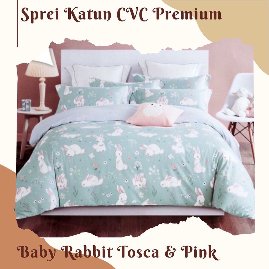 Sprei ByRaja - MOTIF BABY RABBIT TOSCA&PINK | SPREI ANTI GESER PREMIUM | SPREI HOMEMADE | SPREI AEST