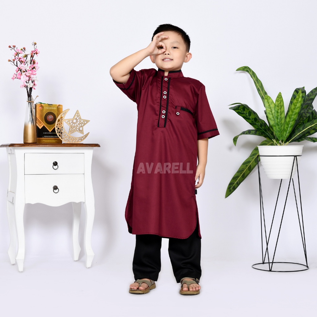 "USMANI" Baju Lebaran Anak I Kurta Fashion Pakaian Muslim Anak Laki Laki Lengan Pendek Murah COD unt