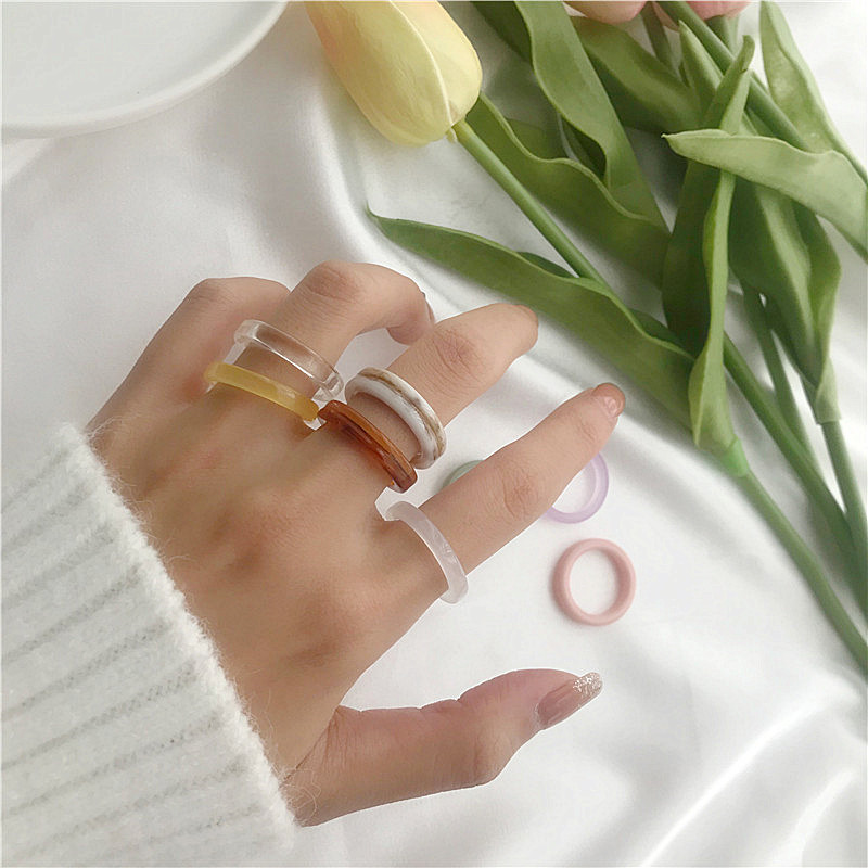 Korean Fashion Candy Color Acrylic Ring Simple Multicolor Rings Jewelry Accessories