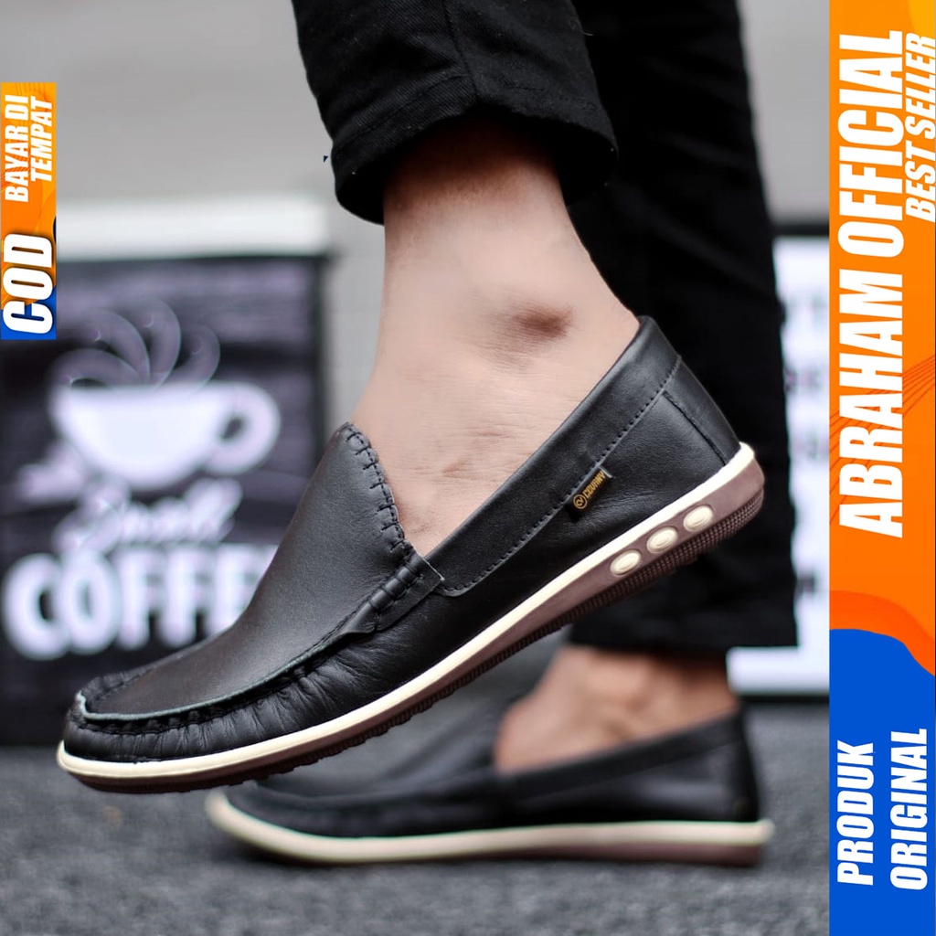 Sepatu Kulit Hitam Formal Kerja Pantofel Pria Abraham Myht