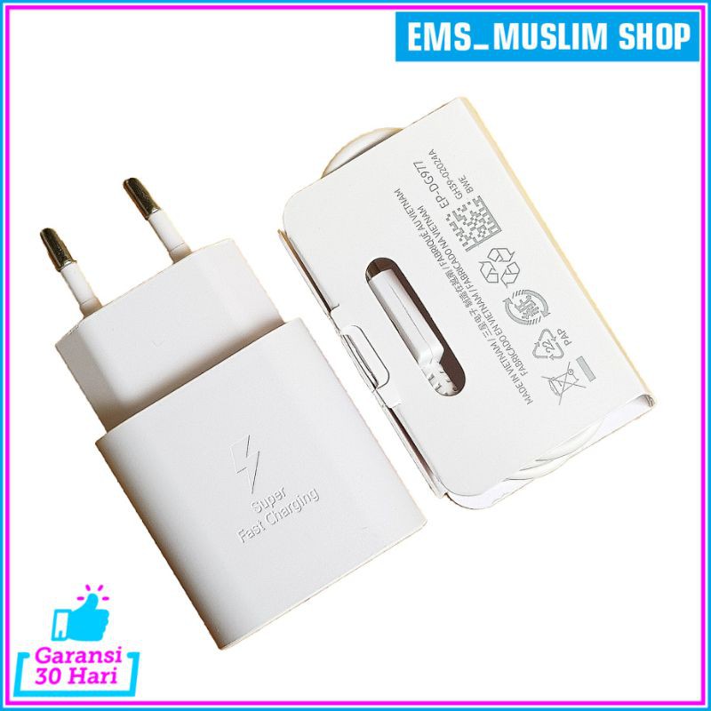 Charger Samsung ORI Super Fast Charging A70 A71 A72 A80 M51 Note 10 20 20 Ultra S20 USB C TO C 25W