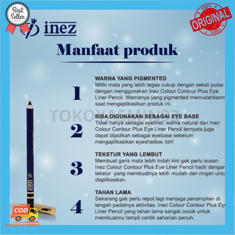 Inez Color Contour Plus Eyeliner Pencil Murah