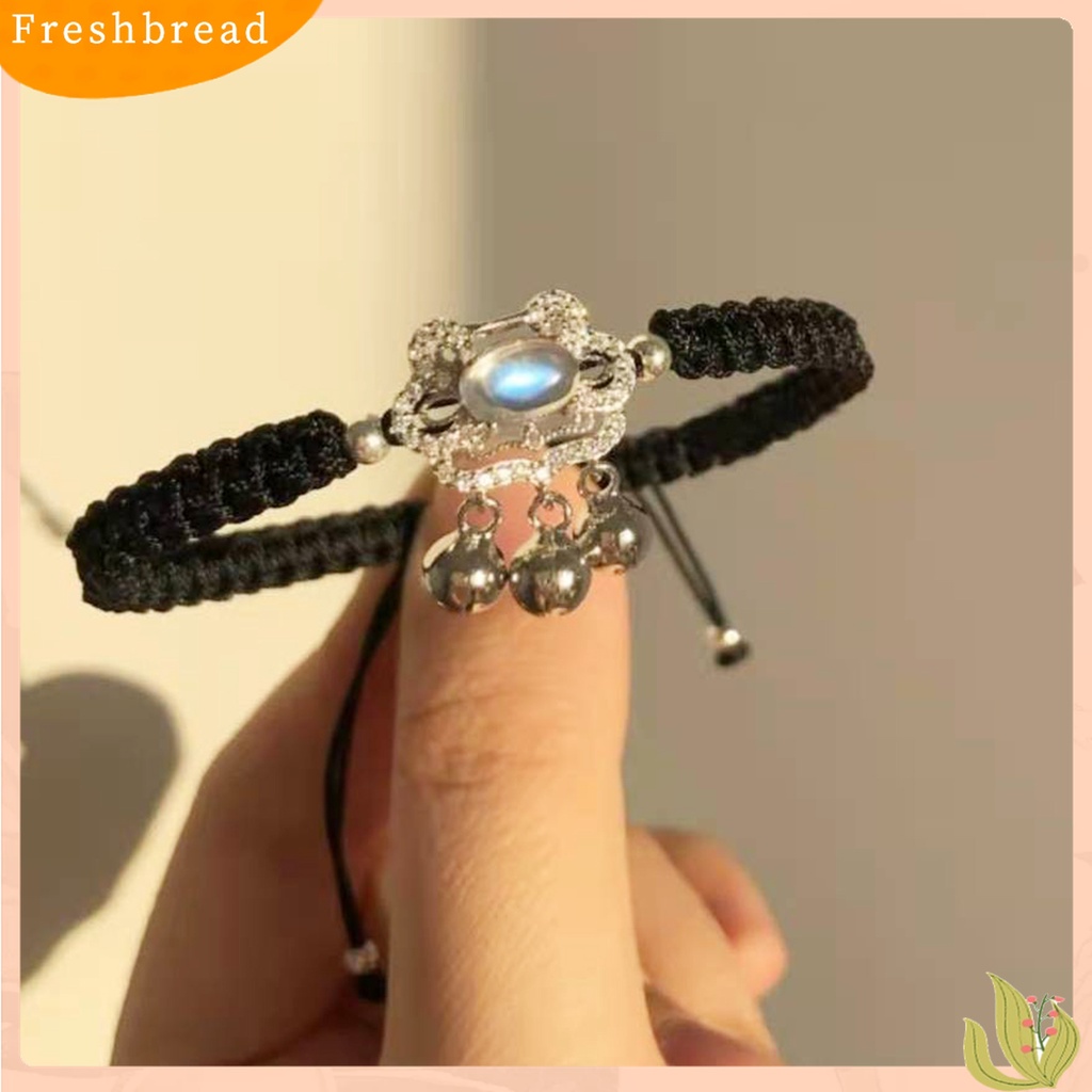 Terlaris Women Simple Braided Lock Shape Bell Dangle Wrist Bracelet Good Luck Jewelry