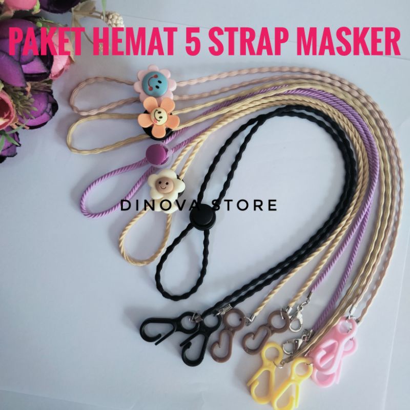 PAKET HEMAT 5 strap masker/strap masker/strap masker hijab/tali masker/dinova store