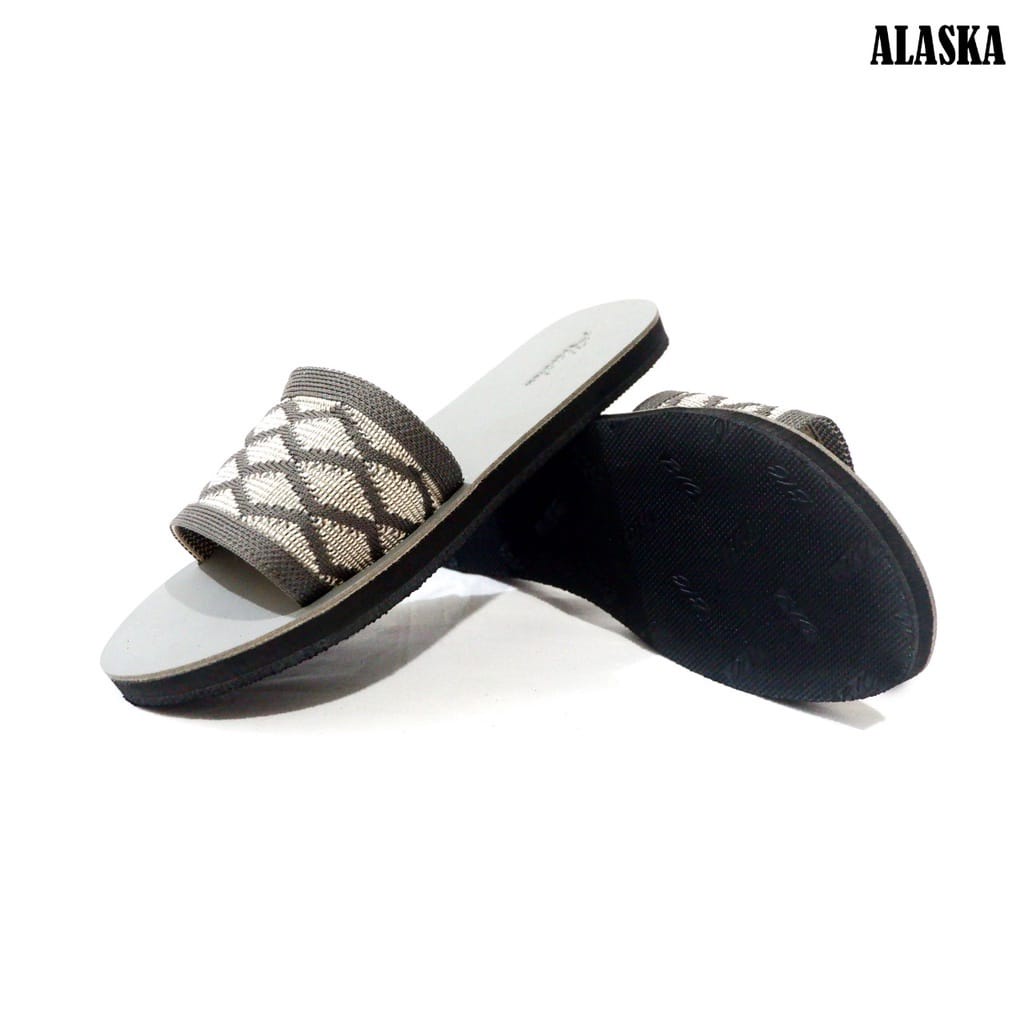 ALASKA ALS - Sandal Flat Wanita Slop Teplek Karet Rajut Import terbaru