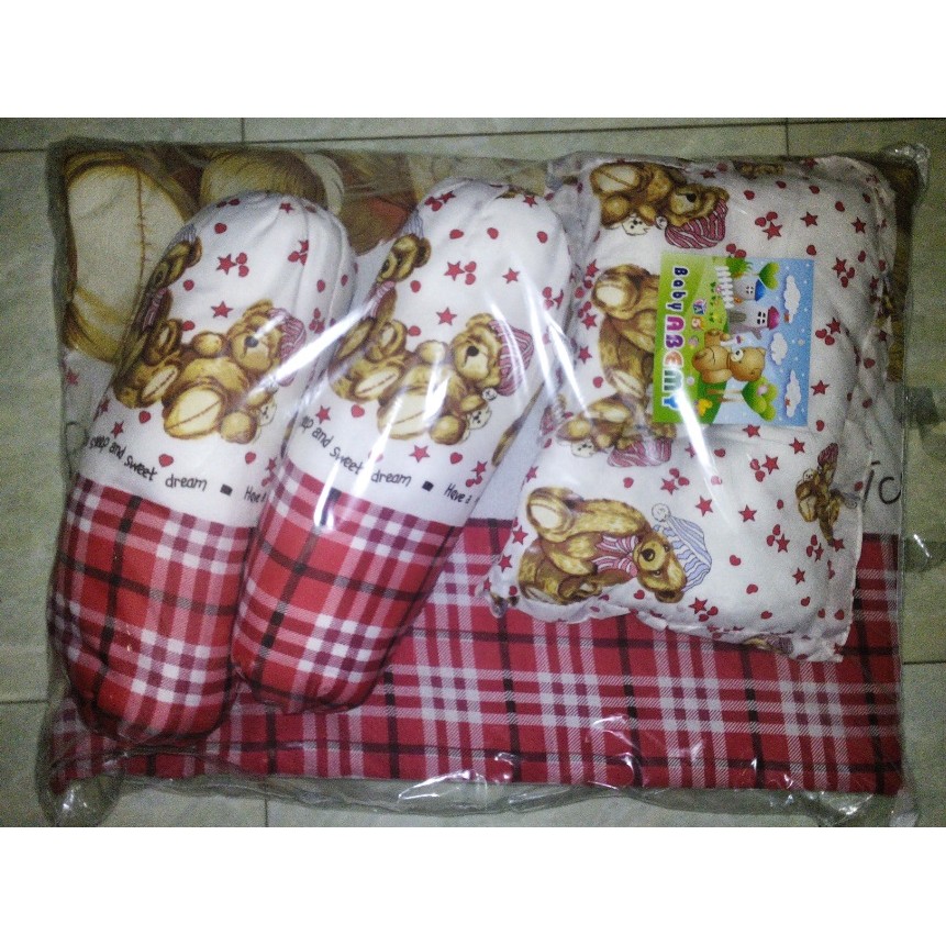 1SET KASUR BAYI BEAR Bahan Poly TC 1 Set 1 Bantal + 2 Guling / Kasur Lipat Size 75 x 50 cm KDE 061 1 Bantal 2 Guling [800gr]