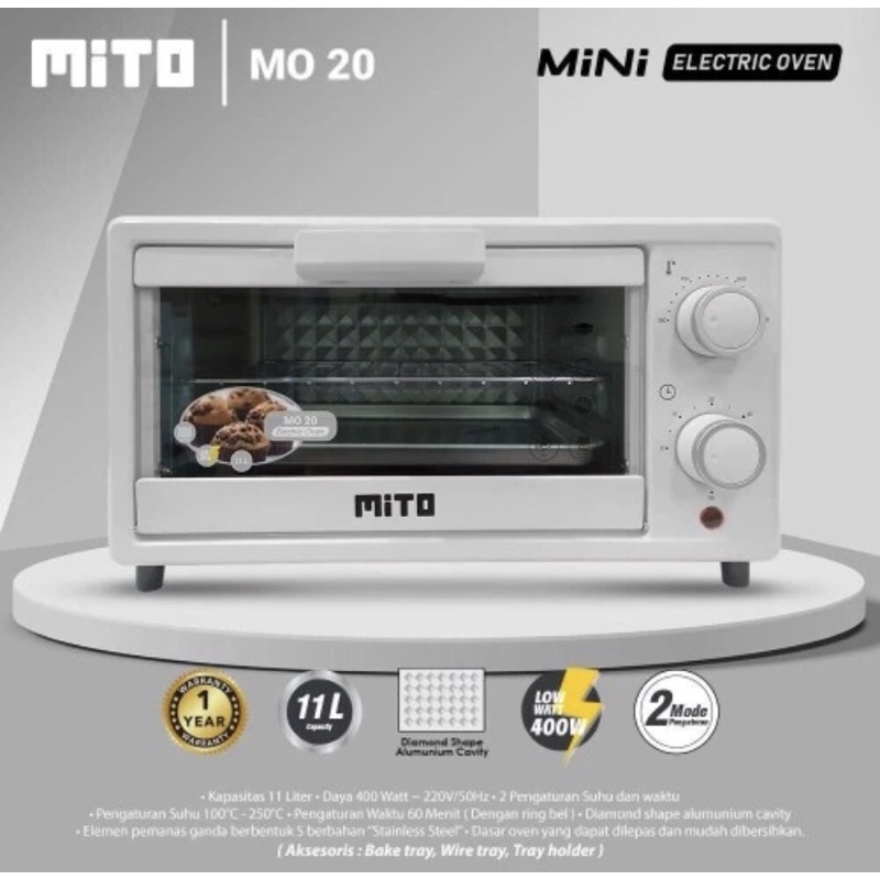 [ Mito ] Oven Listrik Mini MITO MO 20 - Low Watt ( 11 Liter )