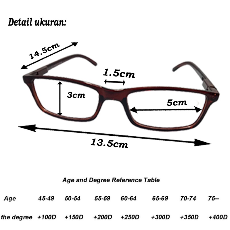 TERBARU! Kacamata Baca Plus ( Coklat ) Pria Wanita Kaca mata Plus +1.00 s/d +3.00 Kacamata Rabun Dekat Kacamata Baca Lensa Plus Frame Coklat Reading Glasses