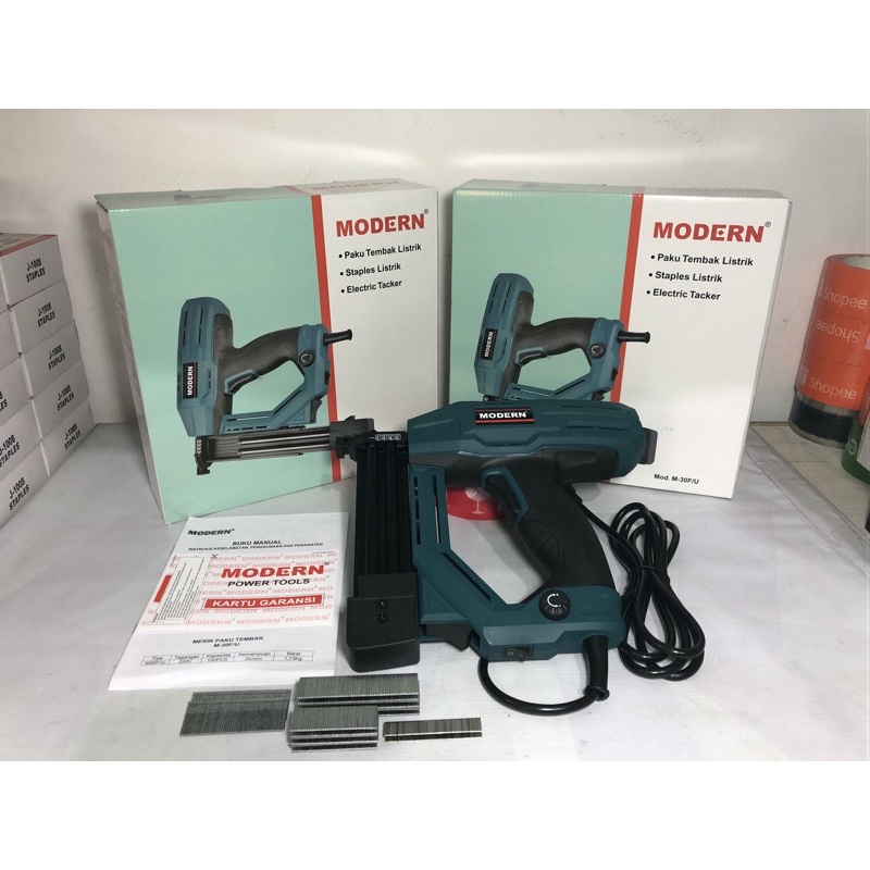 mesin paku tembak modern / mesin paku tembak f30 modern / mesin paku tembak m 30 fu / mesin paku tembak listrik / staples listrik / electric tacker / mesin paku tembak 2 fungsi