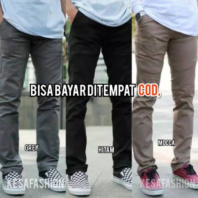 CELANA CHINO PANTS PRIA BISA BAYAR dITEMPAT COD, CREAM, GREY, MOCCA, HITAM Chino pants