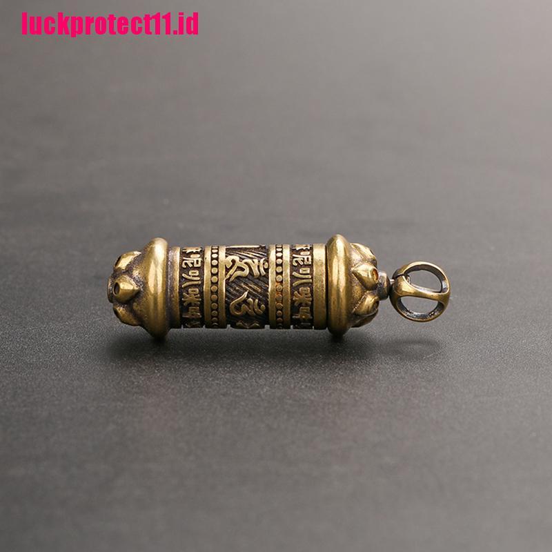 (LUCK) Gantungan Kunci Bentuk Botol Mantra Buddha Handmade Vintage Bahan Kuningan