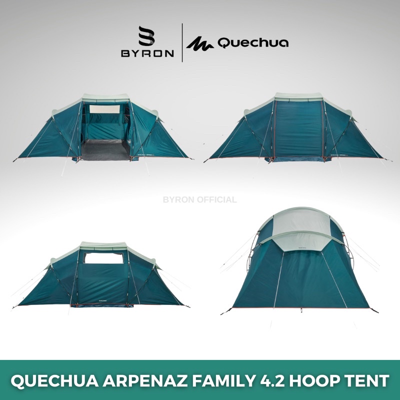 QUECHUA Arpenaz 4.2 Hoop Tent Tenda 4 Orang dan 2 Kamar Original