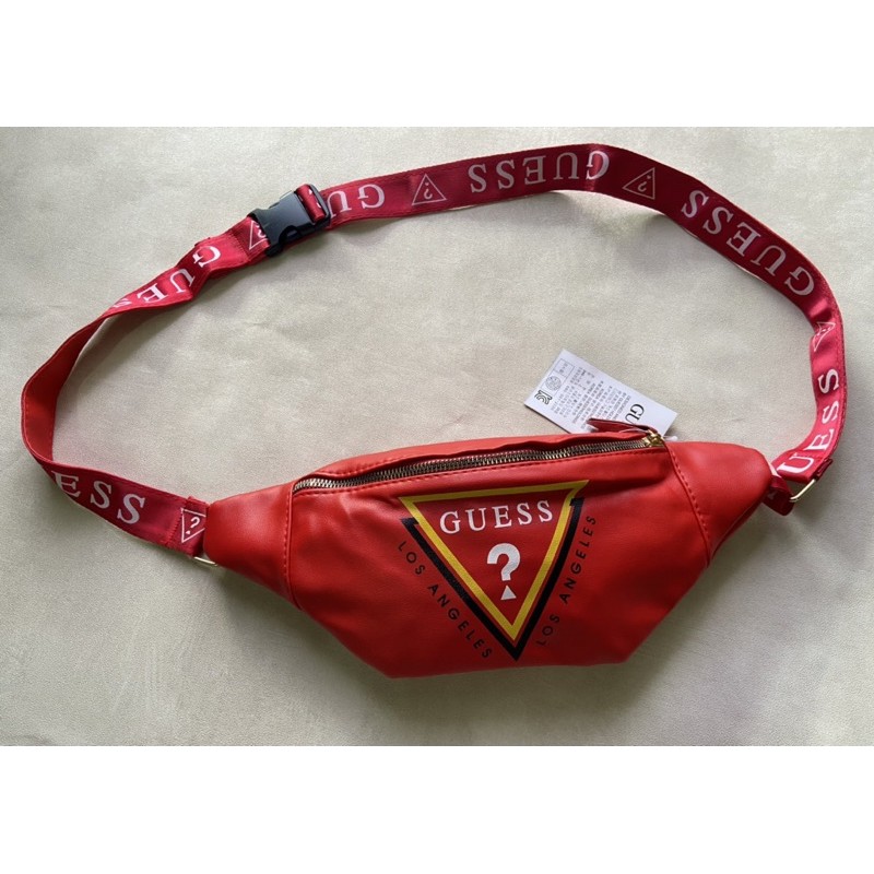 Guess Leather Waistbag Motif Los Angeles Tas Pinggang Guess Kulit PU