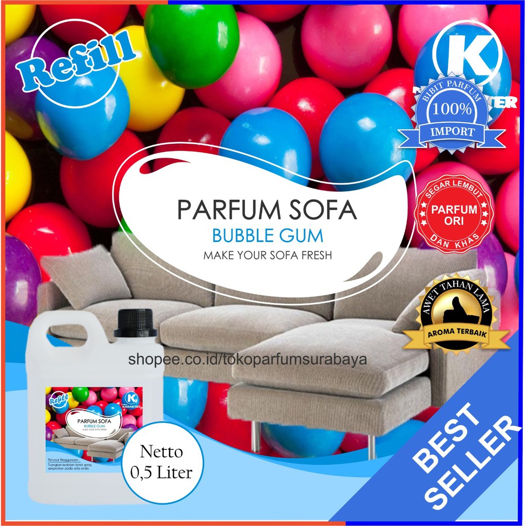 Parfum Sofa Aroma Bubble Gum ( Bubblegum ) | Wangi &amp; Tahan Lama | Kemasan 0.5 Liter | Bisa Cod | Terlaris