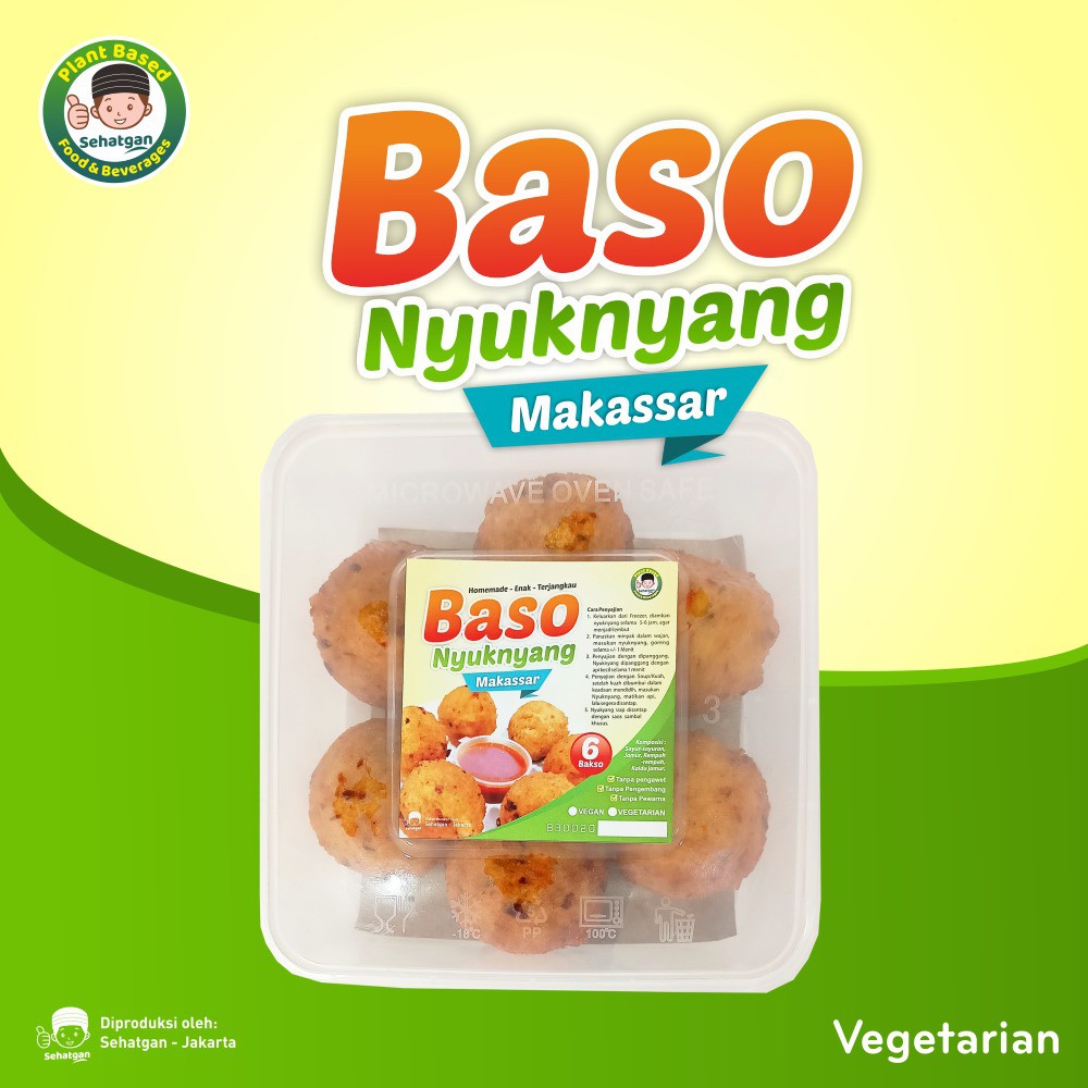 BASO NYUKNYANG MAKASSAR SEHATGAN/VEGETARIAN/FROZEN FOOD VEGETARIAN/ISI 6 PCS/HOMEMADE