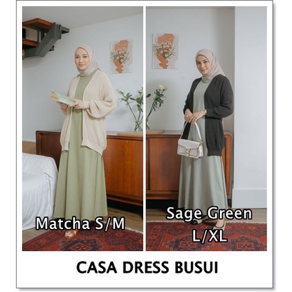 READY CASA DRESS HIJABNUETA, CASA DRESS BUSUI MATCHA CASA DRESS SAGE GREEN