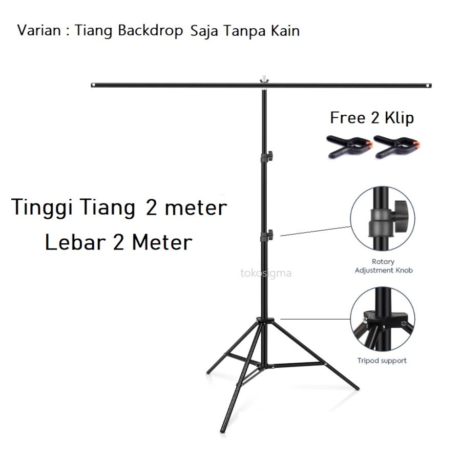 Tiang Kain Foto Studio 2x2M Bracket Stand Backdrop Latar Background